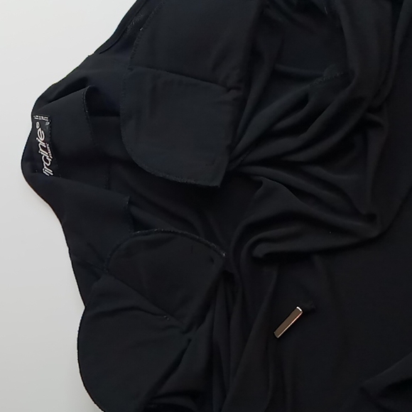 Vintage Virginie Paris Sheer Black Long Duster/Kimono With Embroidered Mesh Cuff - Picture 8 of 9